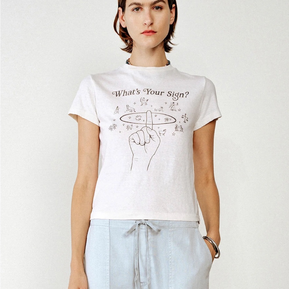 Re/Done White Zodiac Graphic Tee NWT
